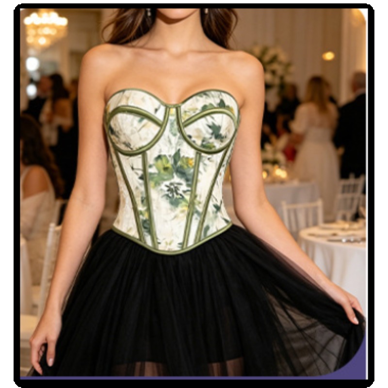 Vintage Green Floral Corset To – Strapless Bra Backless Bewertung und Preis
