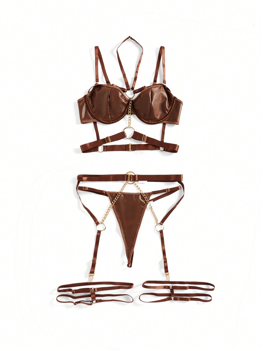 Patent Leather Underwire Bra A – Garter Belt Set Bewertung und Preis