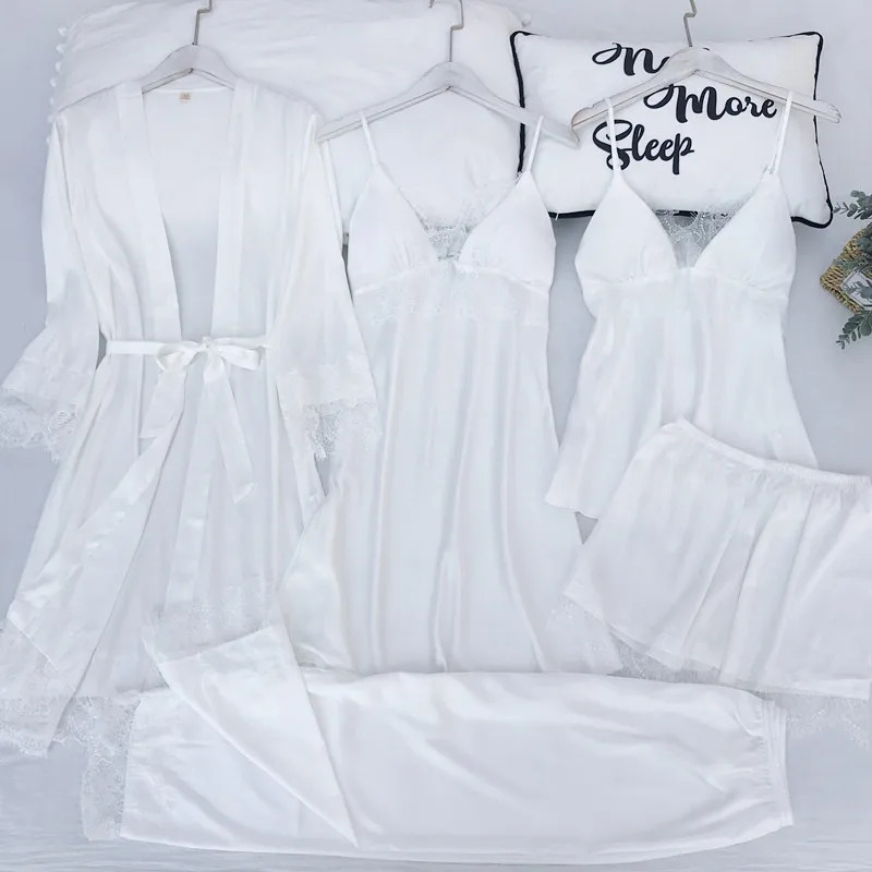 Pajamas Set Silk Satin Womens  – Robe Silk Women Bewertung und Preis