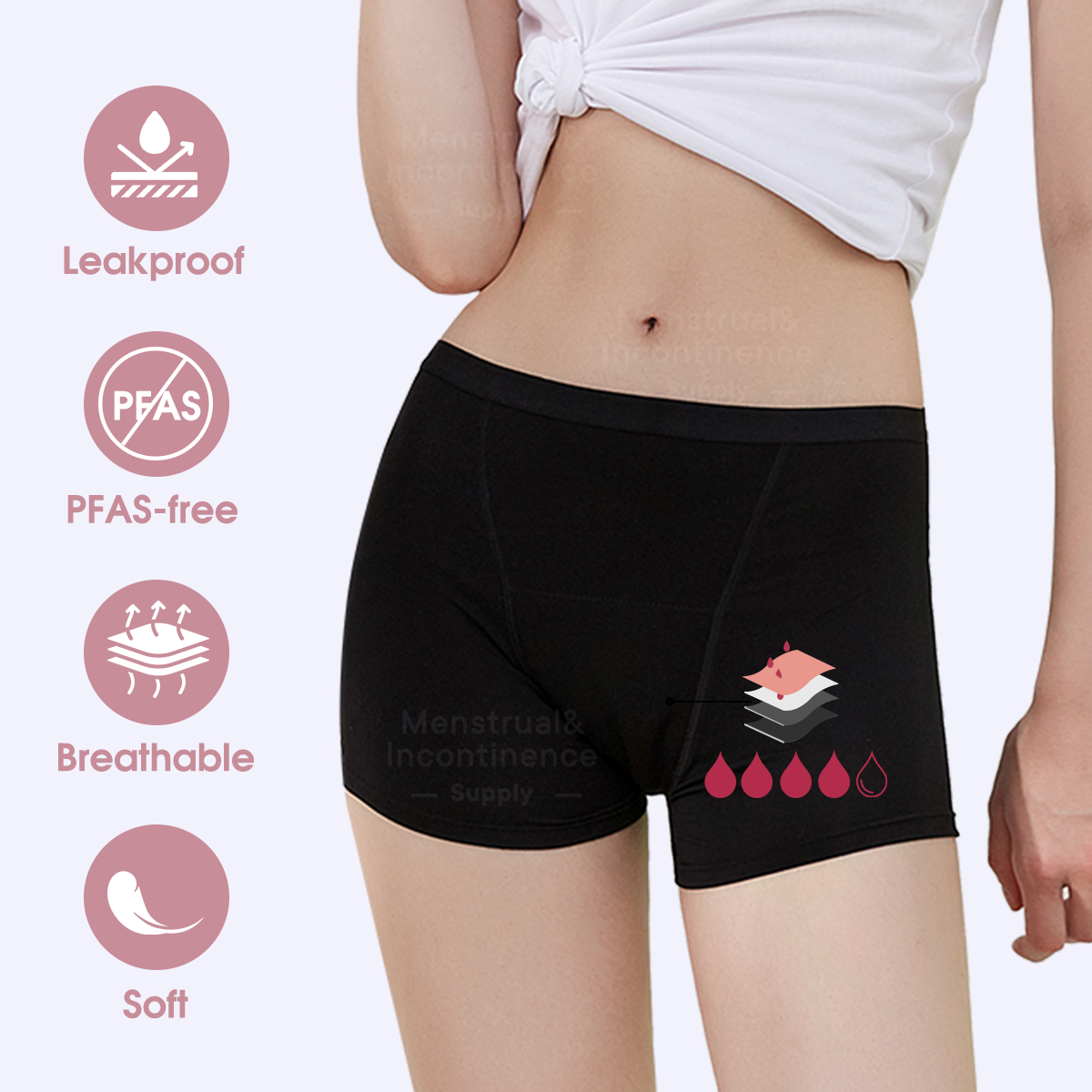 Bamboo Fiber Period Underwear  – Boyshort Underwear Bewertung und Preis